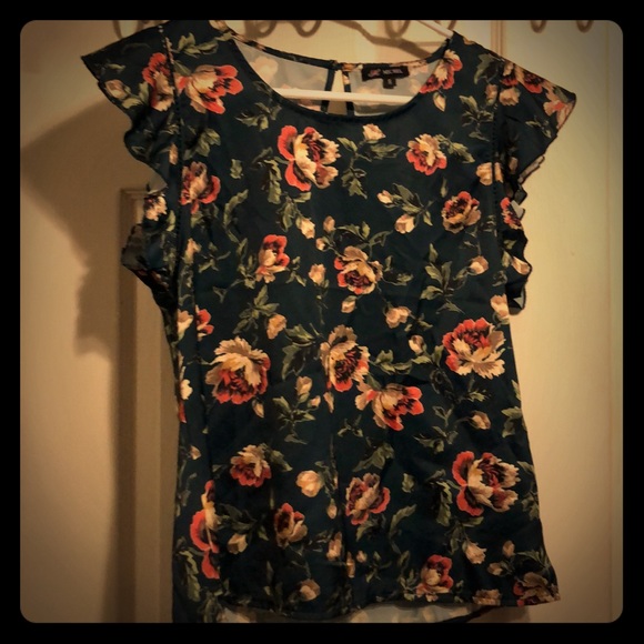 Satin blue floral Boise small - Picture 1 of 4